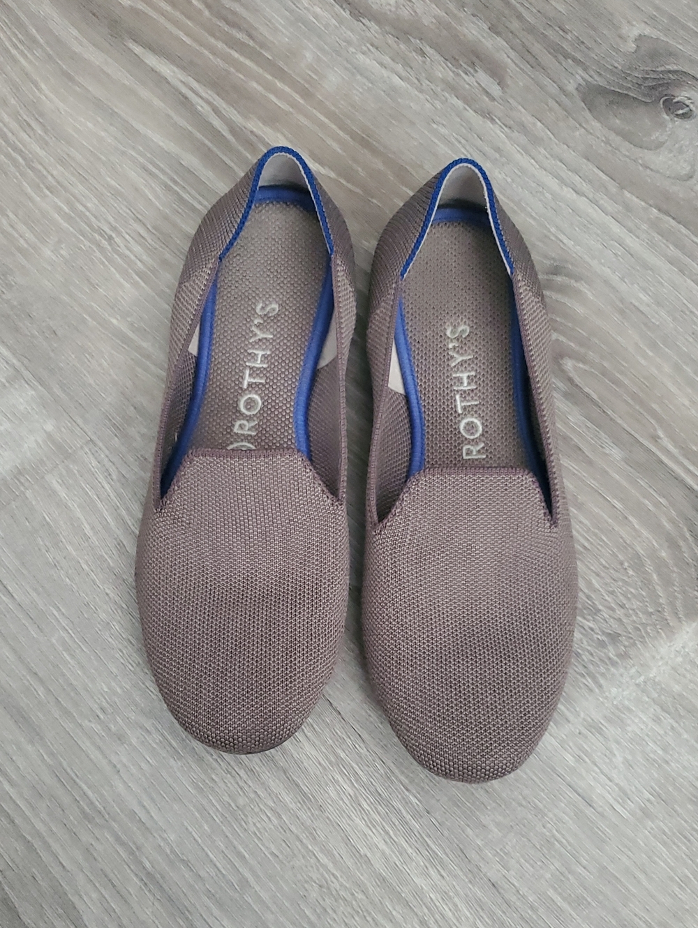 Rothy's The Loafer in Mocha Taupe with Blue Halo Trim - Size 7.5